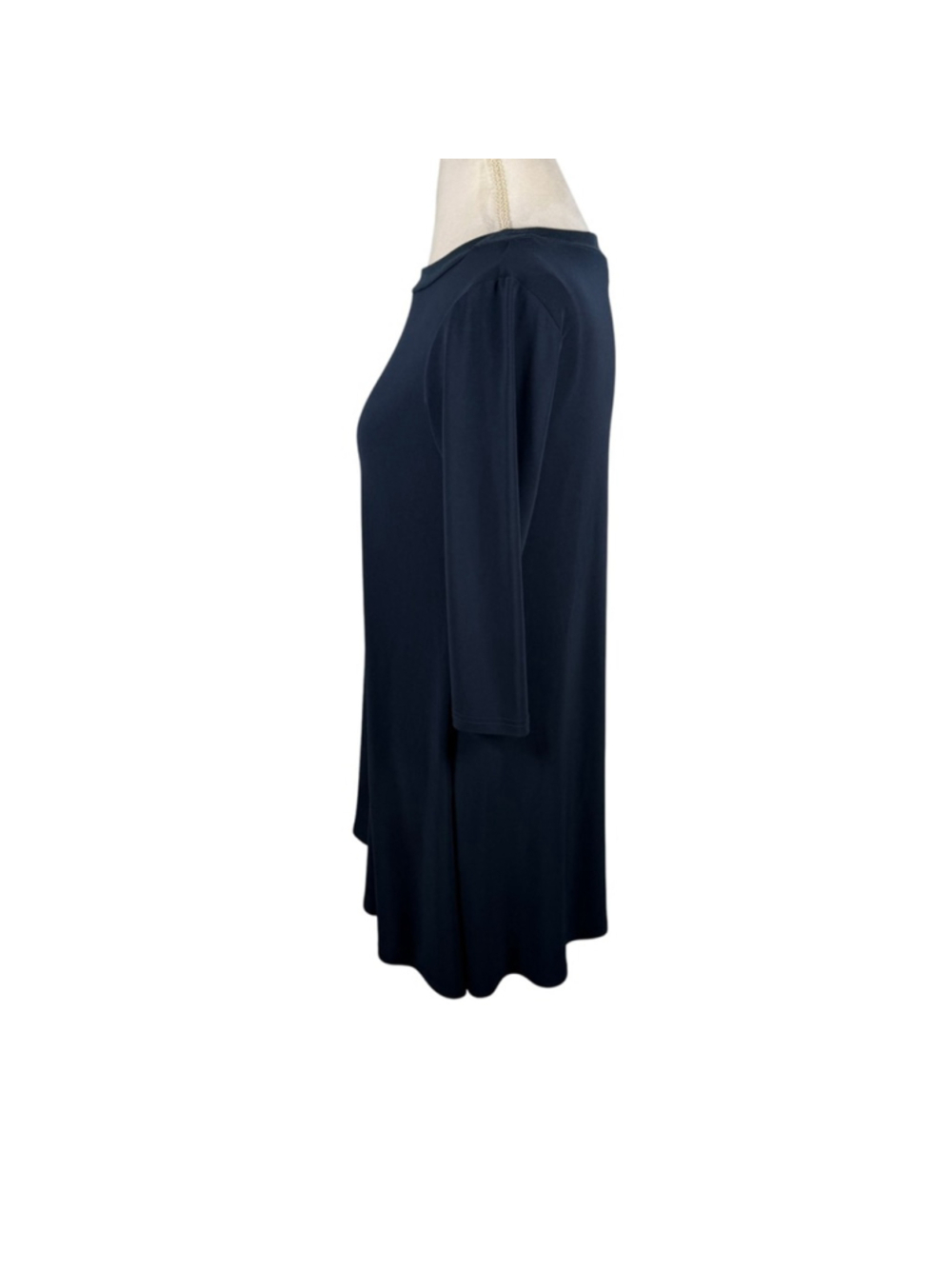Sympli Trapeze Tunic Top Navy 3/4 Sleeve Jersey Knit Asymmetrical Hem Size 6 - Picture 7 of 13